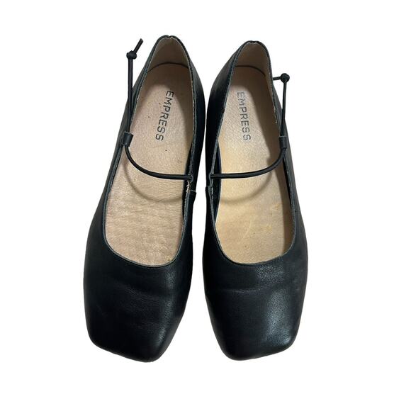 Empress Women's Size EU 42 US 10 Square Toe Ballet Flat Black Leather Slip On - Picture 1 of 9